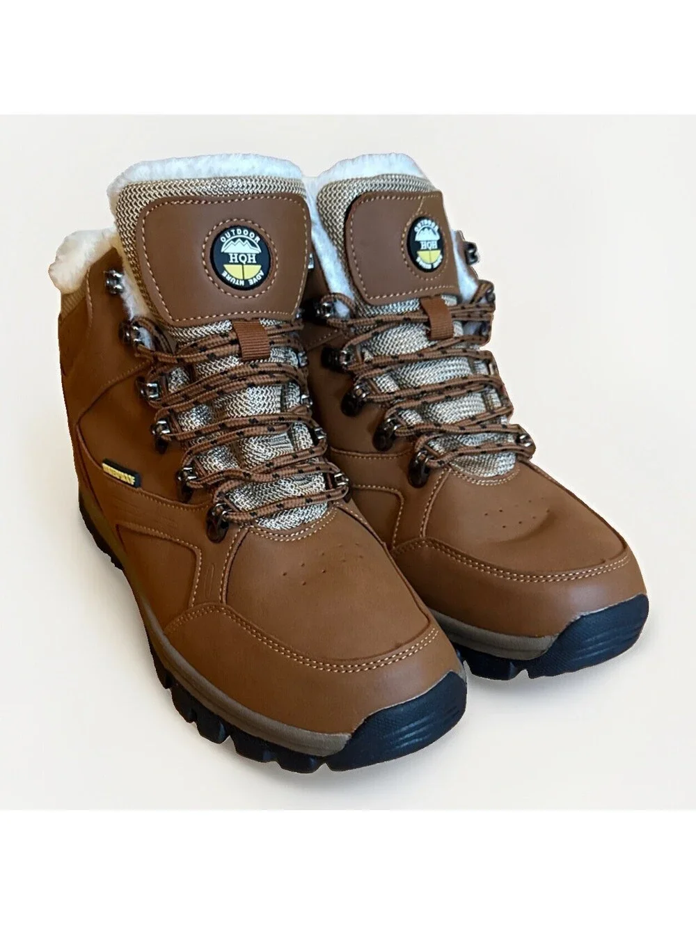 New Men’s Brown Warm Winter Work Hiking Ankle Boots Size 8.5